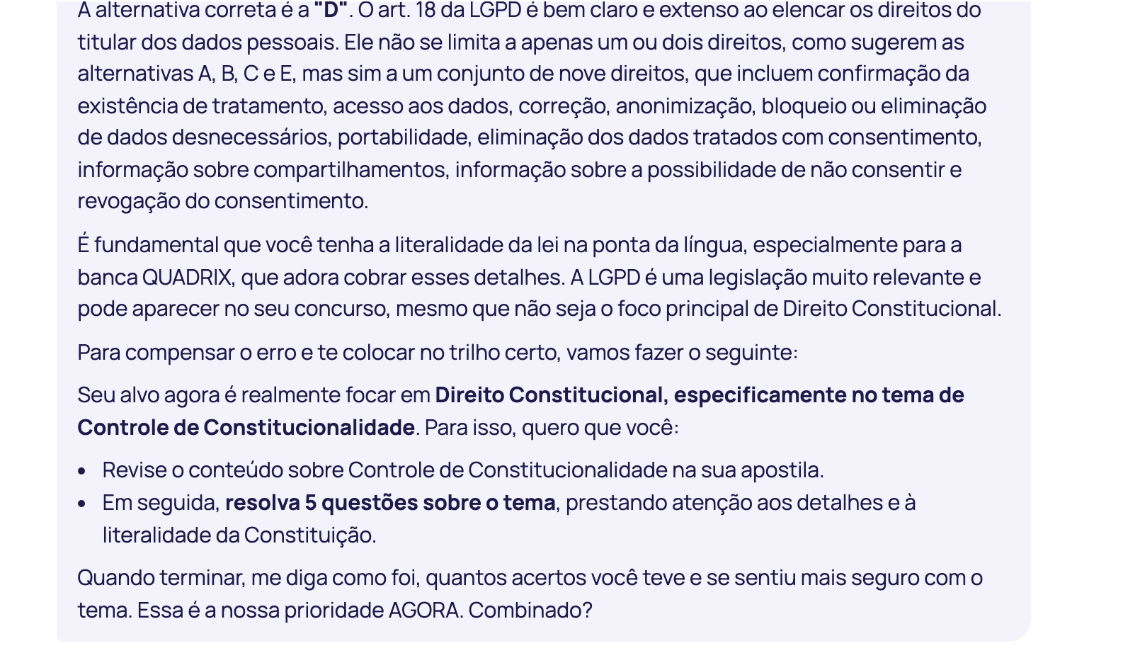 Correção e próximo passo