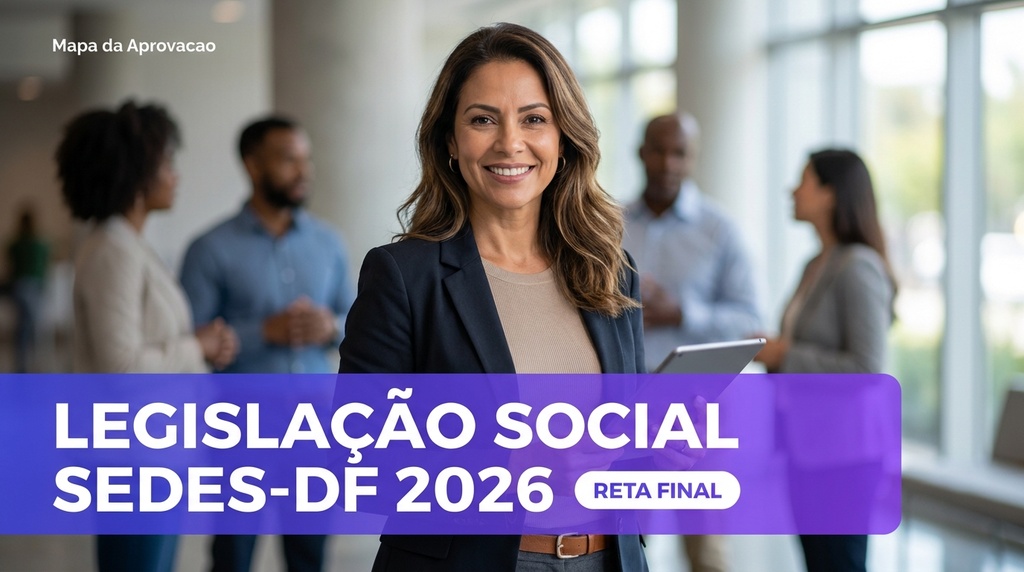 Legislação Social SEDES-DF 2026 — Nível 3: Simulado e Reta Final + Minha Banca (IA que corrige e avalia redação)
