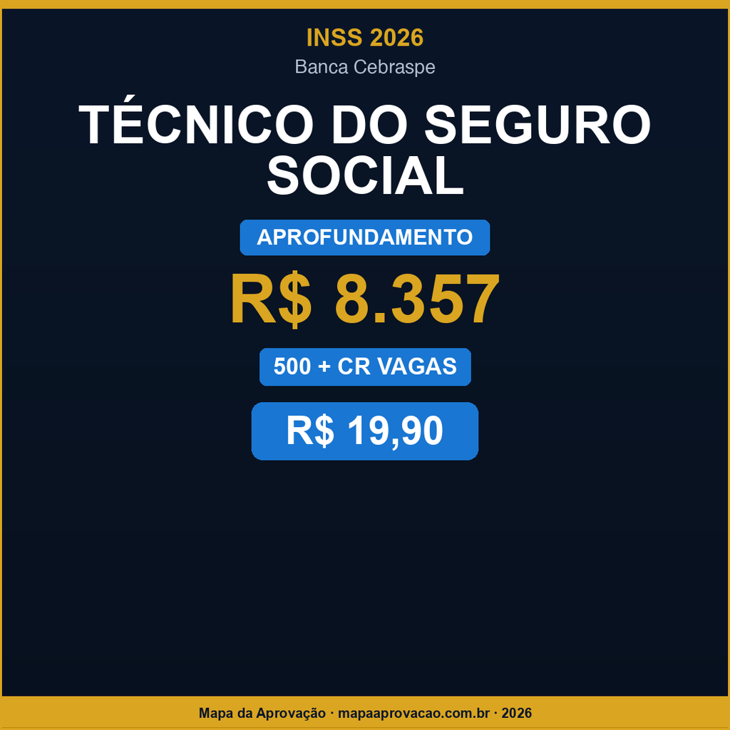 INSS 2026 · Técnico do Seguro Social — Avançado: Simulados + PDFs (R$ 29,90)