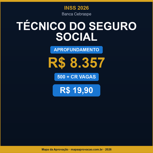 INSS 2026 · Técnico do Seguro Social — Avançado: Simulados + PDFs (R$ 29,90)