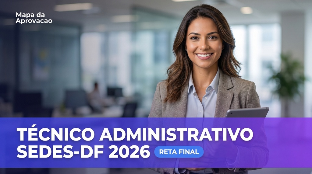 Técnico Administrativo SEDES-DF 2026 — Simulado Quadrix Comentado (100q) + Minha Banca (IA que corrige e avalia redação)