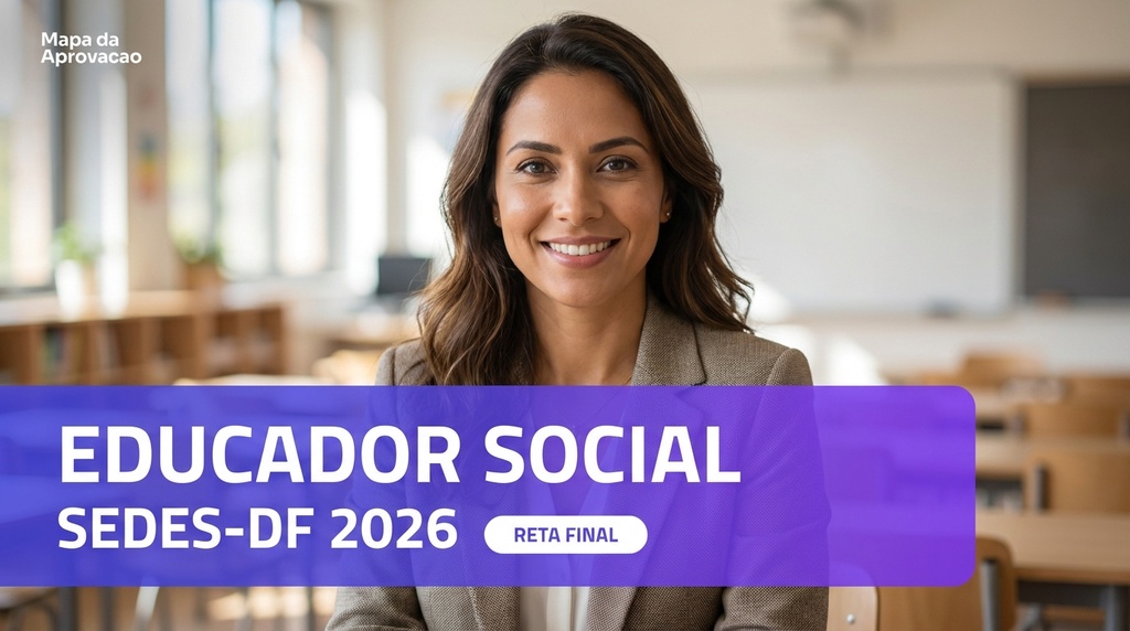 Educador Social SEDES-DF 2026 — Simulado Quadrix Comentado (200q) + Minha Banca (IA que corrige e avalia redação)