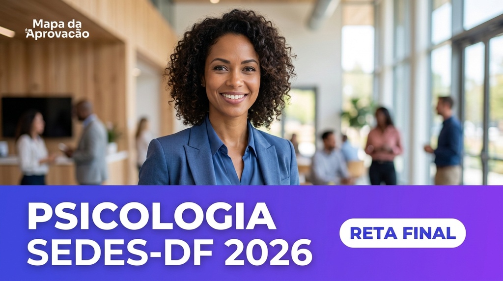 Psicologia SEDES-DF 2026 — Simulado Quadrix Comentado (120q) + Minha Banca (IA que corrige e avalia redação)