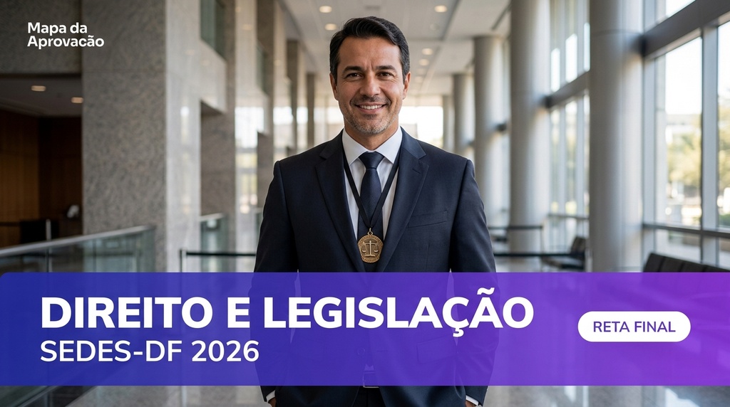 Direito e Legislação SEDES-DF 2026 — Simulado Quadrix Comentado (200q) + Minha Banca (IA que corrige e avalia redação)