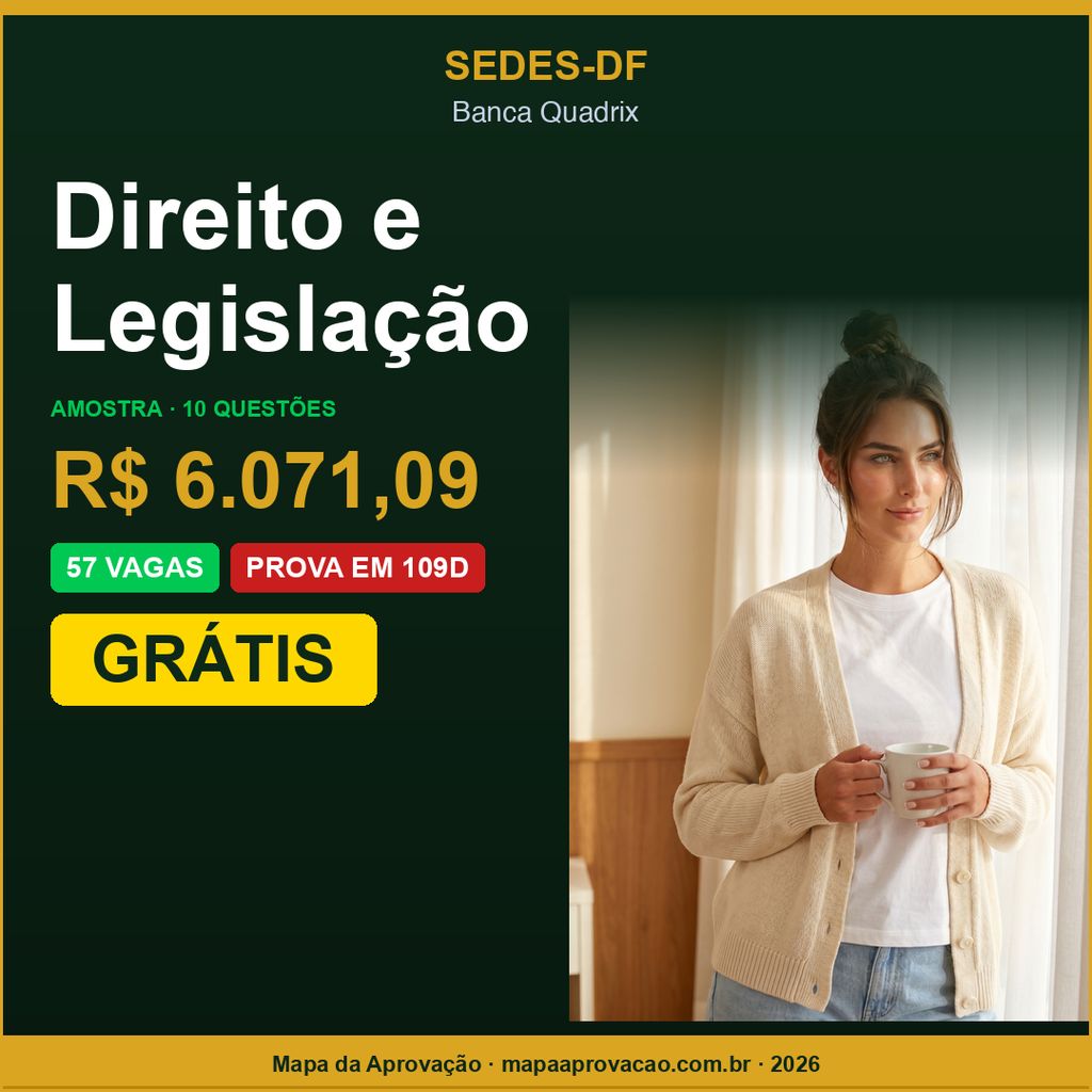 Direito e Legislação SEDES-DF 2026 — [GRATUITO] Amostra Grátis — 10 questões