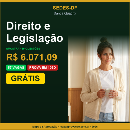 Direito e Legislação SEDES-DF 2026 — [GRATUITO] Amostra Grátis — 10 questões
