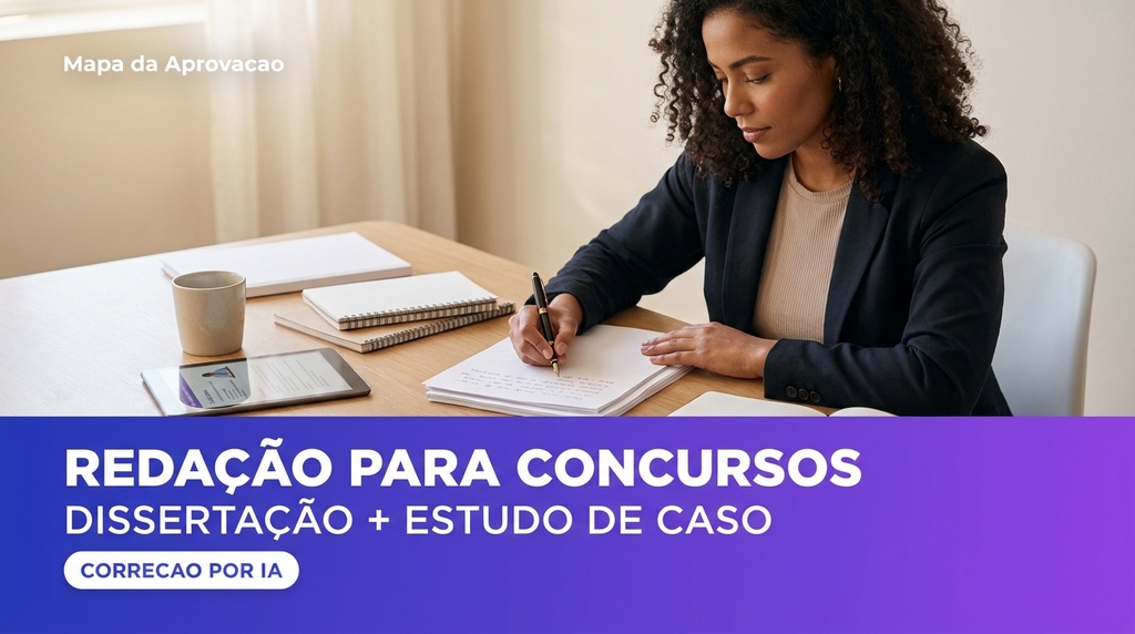 Redação para Concursos — Dissertação + Estudo de Caso + Minha Banca (IA que corrige e avalia redação)