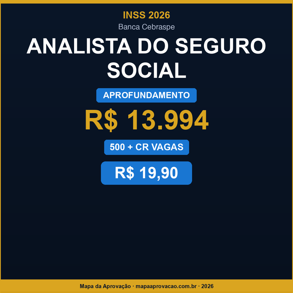 INSS 2026 · Analista do Seguro Social — Avançado: Simulados + PDFs (R$ 29,90)