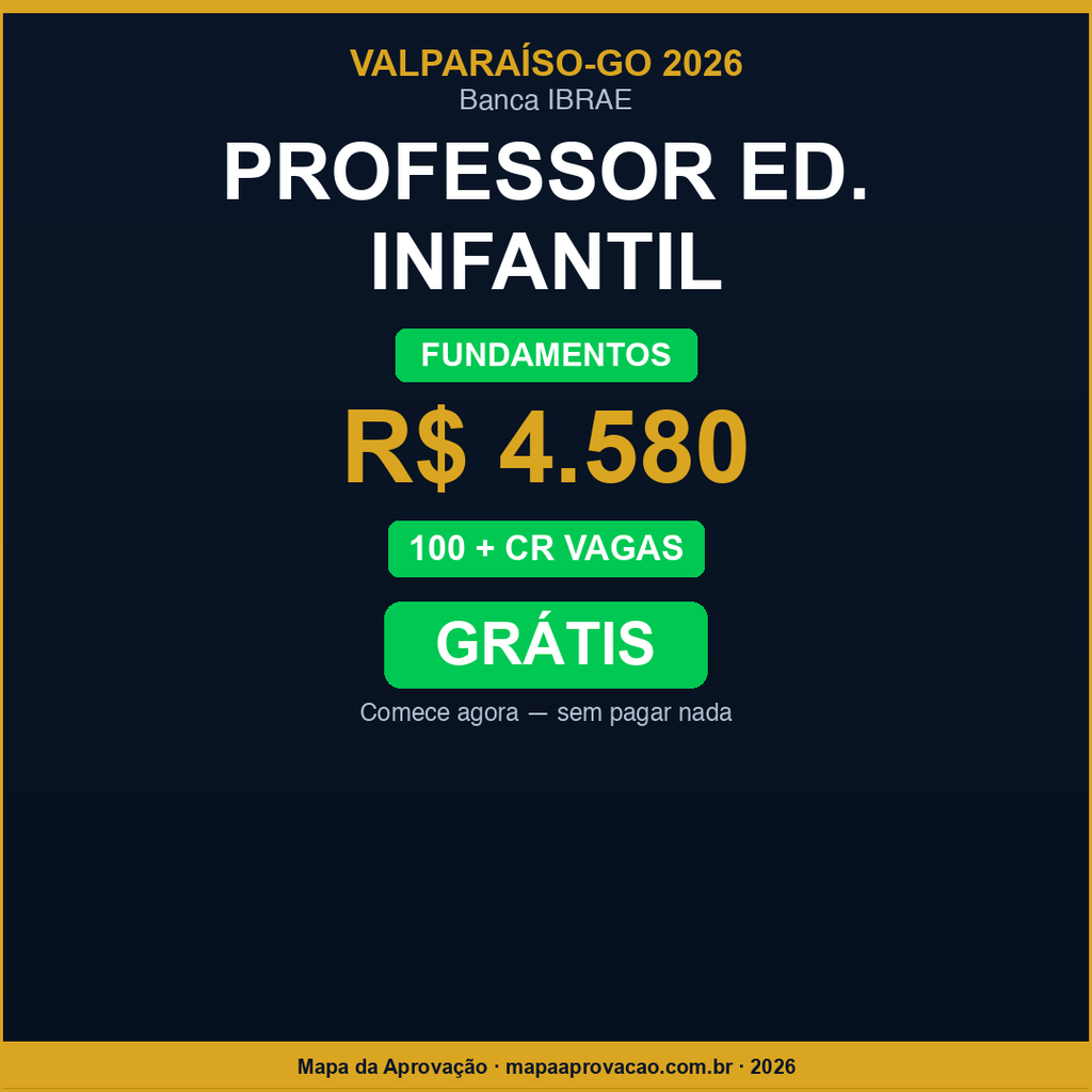 Professor Educação Infantil Valparaíso de Goiás 2026 — Nível 1: Fundamentos