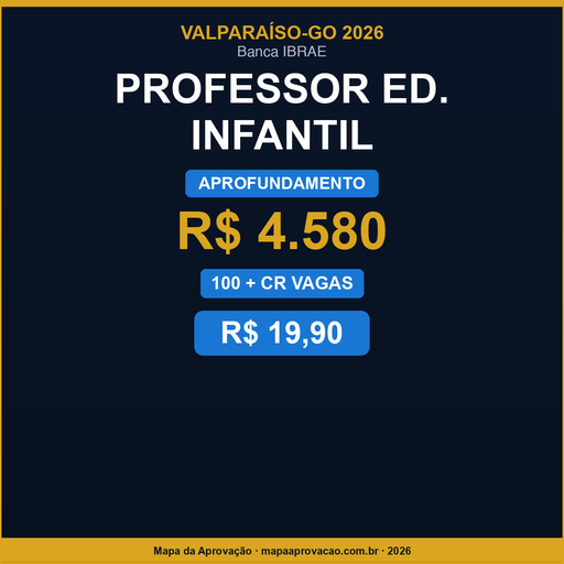 Professor Educação Infantil Valparaíso 2026 — Avançado: Simulados + PDFs (R$ 29,90)