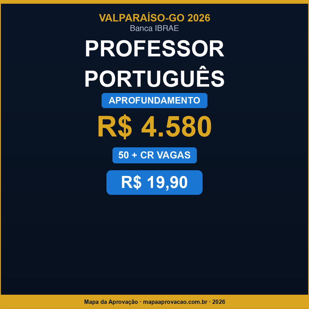 Professor Português Valparaíso 2026 — Avançado: Simulados + PDFs (R$ 29,90)