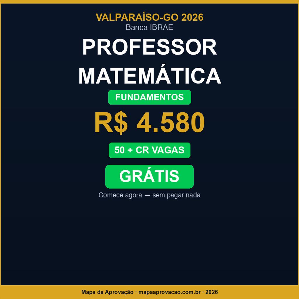 Professor Matemática Valparaíso de Goiás 2026 — Nível 1: Fundamentos