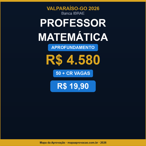 Professor Matemática Valparaíso 2026 — Avançado: Simulados + PDFs (R$ 29,90)