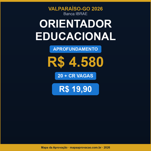 Orientador Educacional Valparaíso 2026 — Avançado: Simulados + PDFs (R$ 29,90)