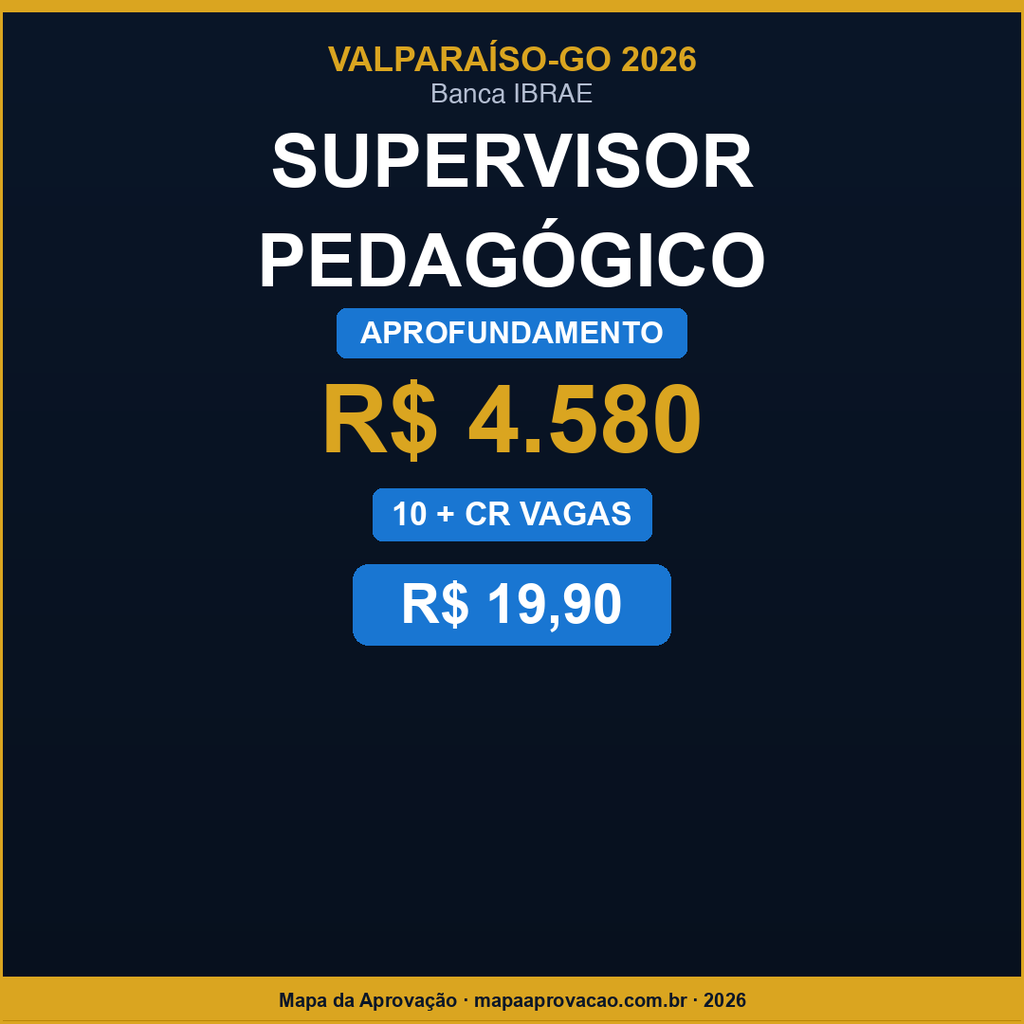 Supervisor Pedagógico Valparaíso 2026 — Avançado: Simulados + PDFs (R$ 29,90)