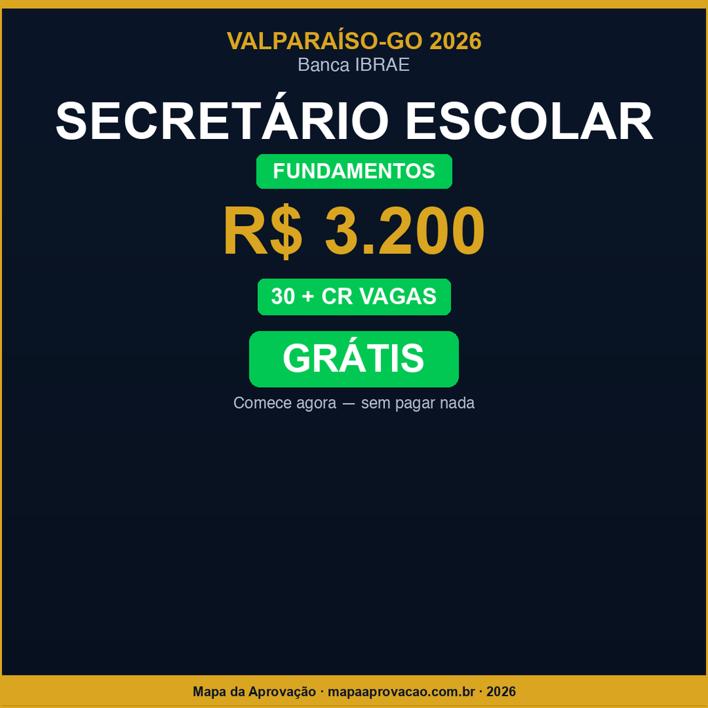 Secretário Escolar Valparaíso de Goiás 2026 — Nível 1: Fundamentos