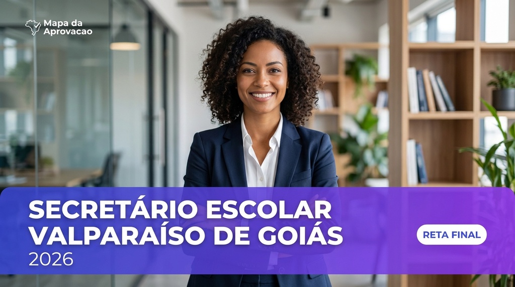 Secretário Escolar Valparaíso de Goiás 2026 — Nível 3: Simulado e Reta Final + Minha Banca (IA que corrige e avalia redação)