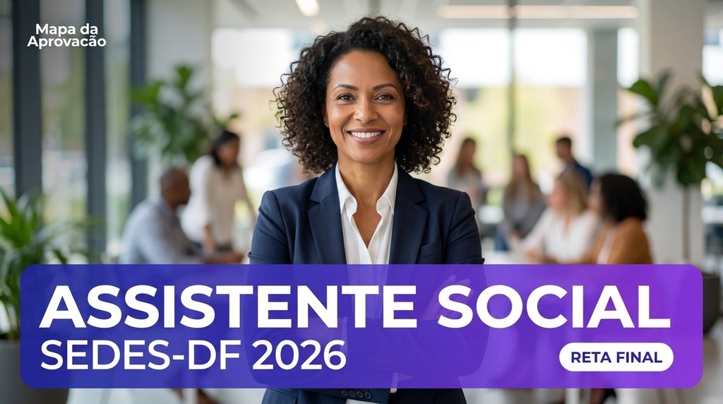 Assistente Social SEDES-DF 2026 — 100 Questões C/E com Gabarito + Minha Banca (IA que corrige e avalia redação)