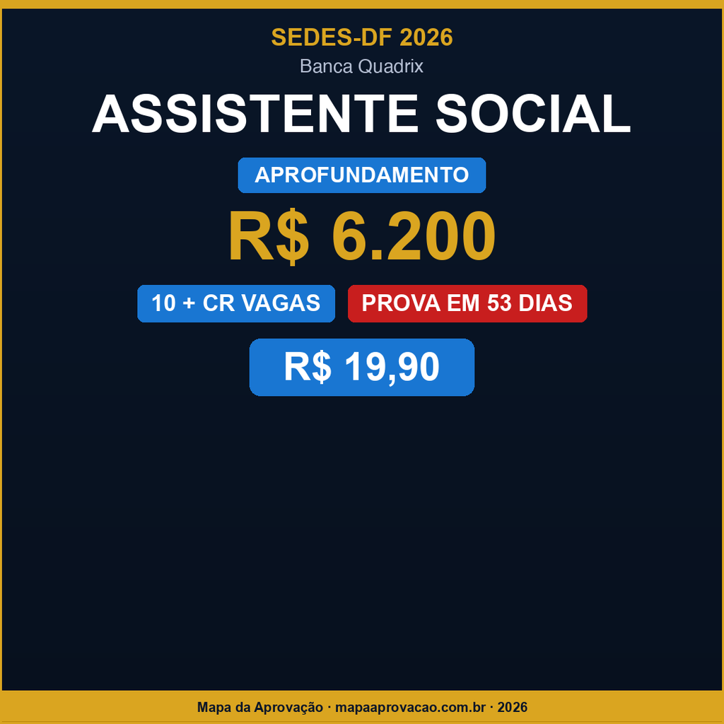 Assistente Social SEDES-DF 2026 — 100 Questões C/E com Gabarito