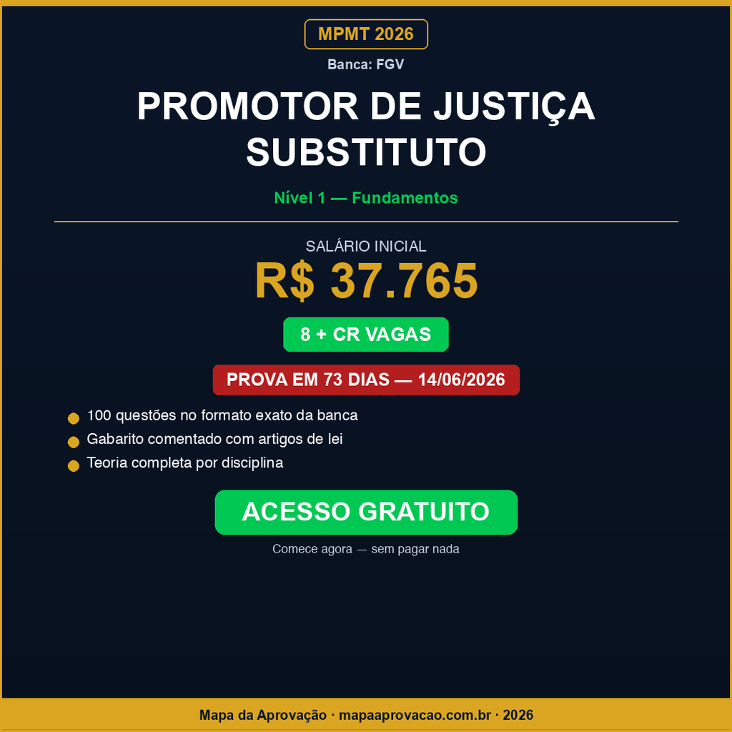 Promotor de Justiça Substituto MPMT 2026 — Nível 1: Fundamentos
