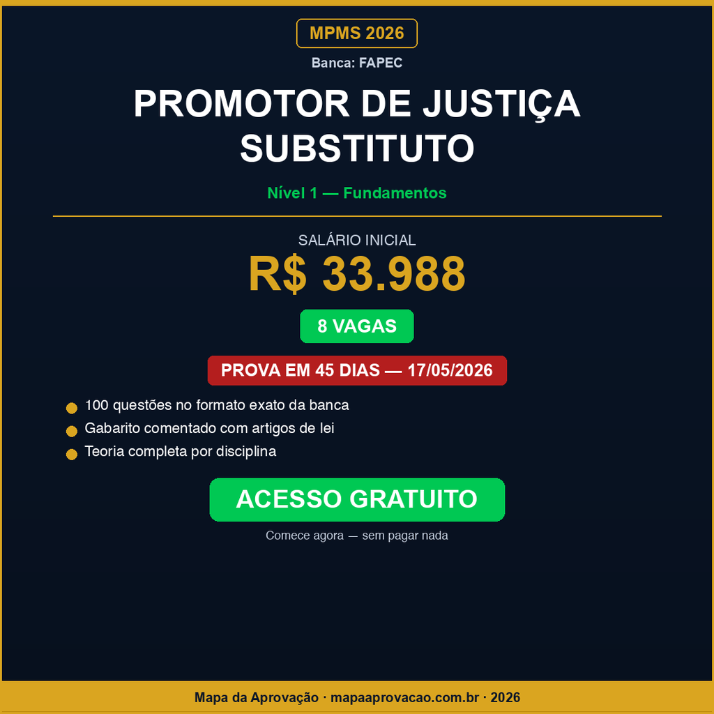 Promotor de Justiça Substituto MPMS 2026 — Nível 1: Fundamentos
