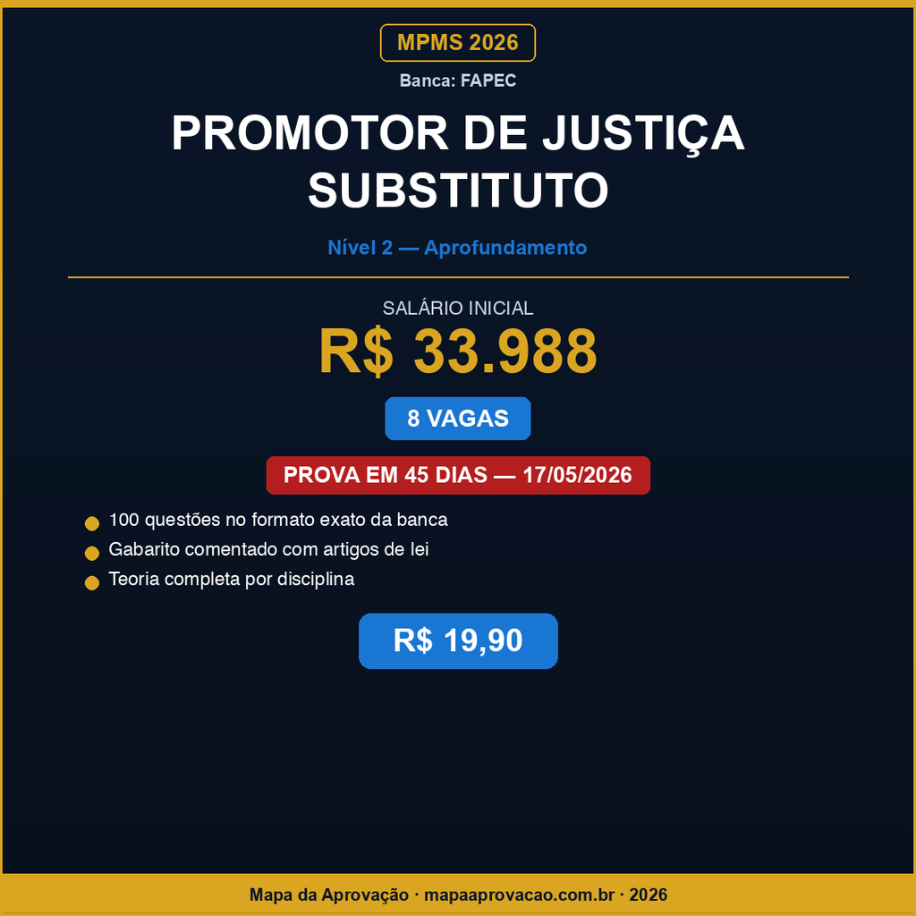 Promotor de Justiça Substituto MPMS 2026 — Avançado: Simulados + PDFs (R$ 29,90)