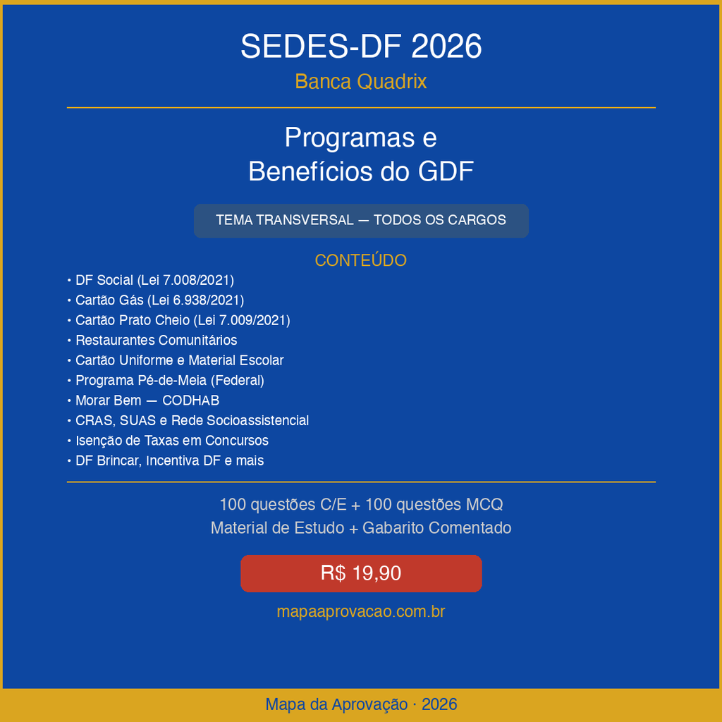 Programas e Benefícios do GDF SEDES-DF 2026 — Nível 2: Aprofundamento