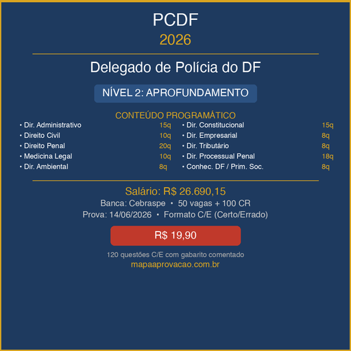 Delegado PCDF 2026 — Avançado: Simulados + PDFs (R$ 29,90)