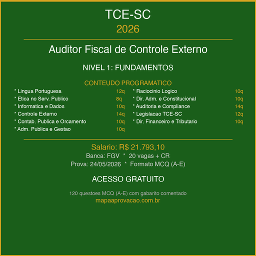 Auditor Fiscal TCE-SC 2026 — Nível 1: Fundamentos